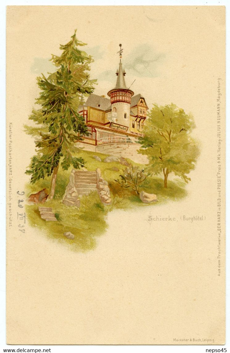 Brocken Schierke Burghôtel.ville de Wernigerode arrondissement de Harz en Saxe-Anhalt.datée du 20 juillet 1898.