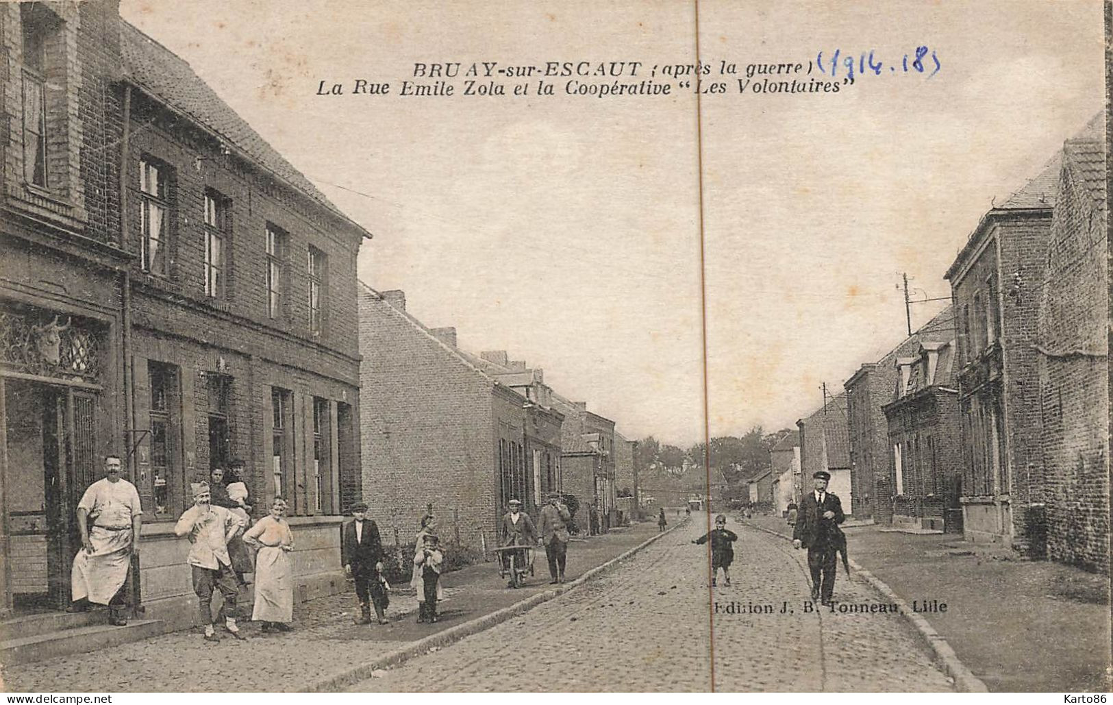 bruay sur escaut * la rue émile zola et la Coopérative LES VOLONTAIRES * boucherie boucher * bruay sur l'escaut