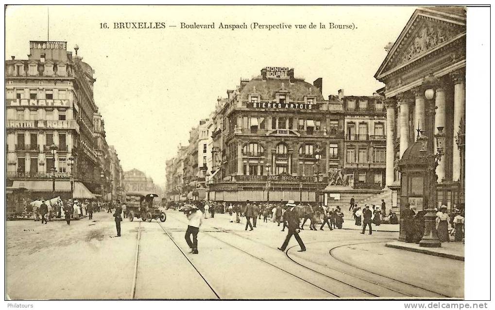 BRUXELLES  - Boulevard Anspach (Perspective vue de la Bourse)