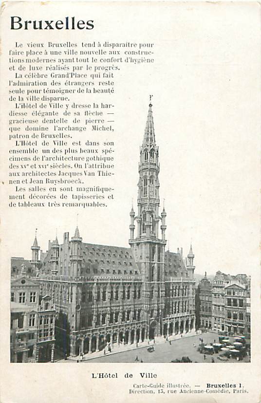 BRUXELLES - L'Hôtel de Ville (Carte-Guide illustrée, Bruxelles 1)