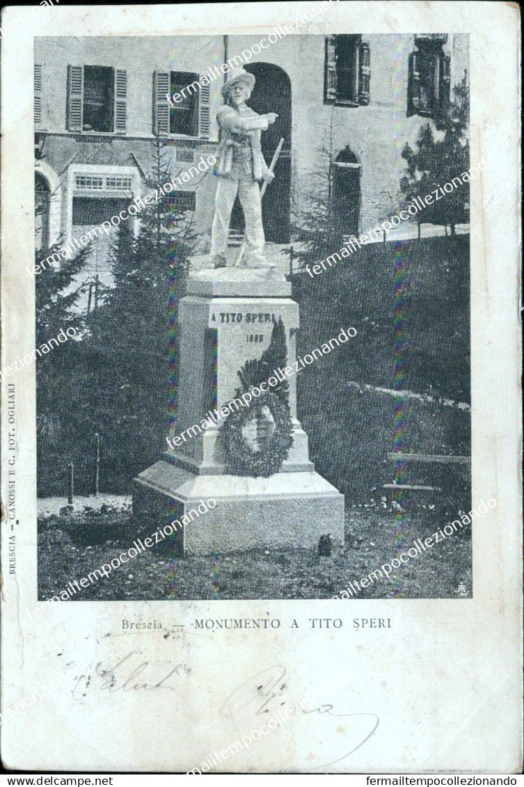 bs459 cartolina brescia monumento a tito speri brescia lombardia