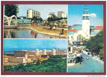 A11671 / Burgas Bourgas - NEIGHBORHOOD railway station , Clock Tower Truck  Bus Autobus - Bulgaria Bulgarie Bulgarien