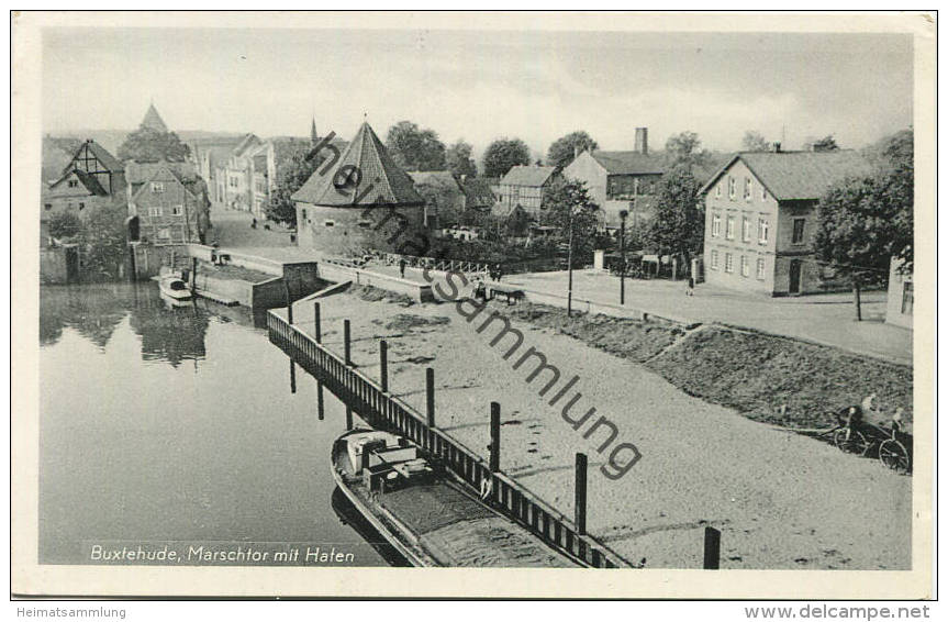 Buxtehude - Marschtor mit Hafen - Verlag C. Hausmann Buxtehude