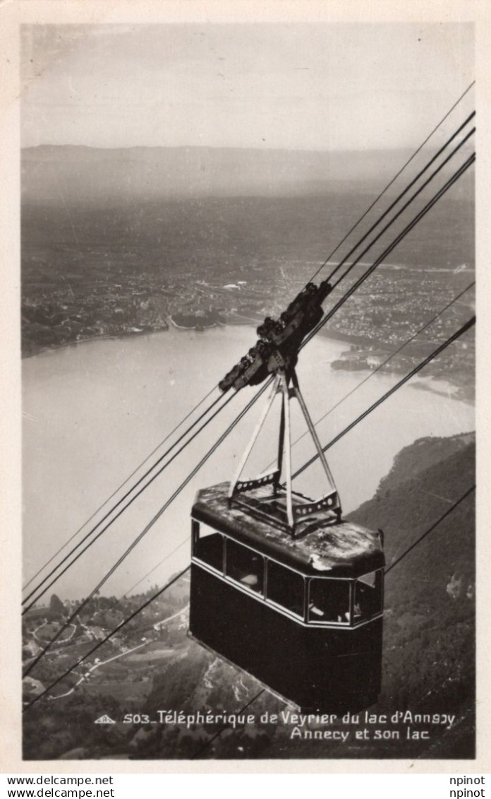 C P A - 74 -  VEYRIER  -    le téléphérique de Veyrier (lac d'Annecy )