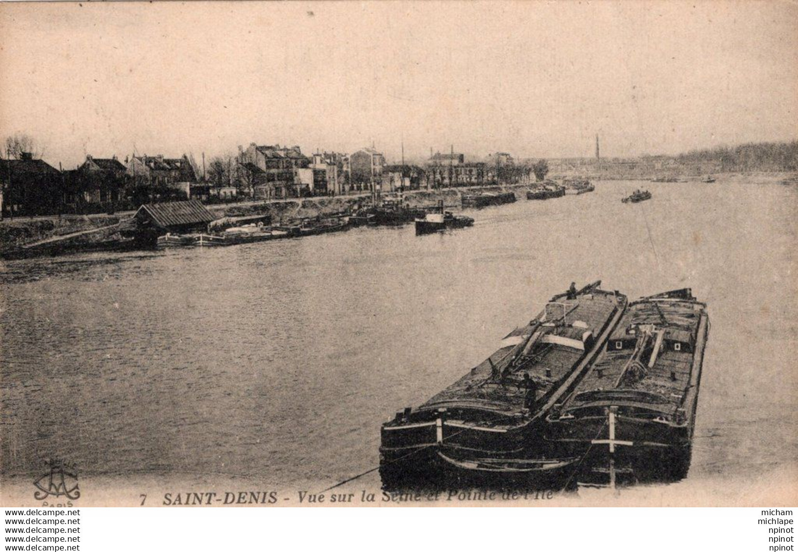 C P A  93  SAINT DENIS  -  vue sur la seine  la pointe de l'ile