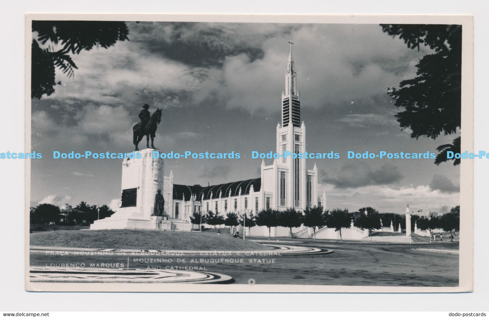 C017832 Mouzinho de Albuquerque Statue and Cathedral. Lourenco Marques