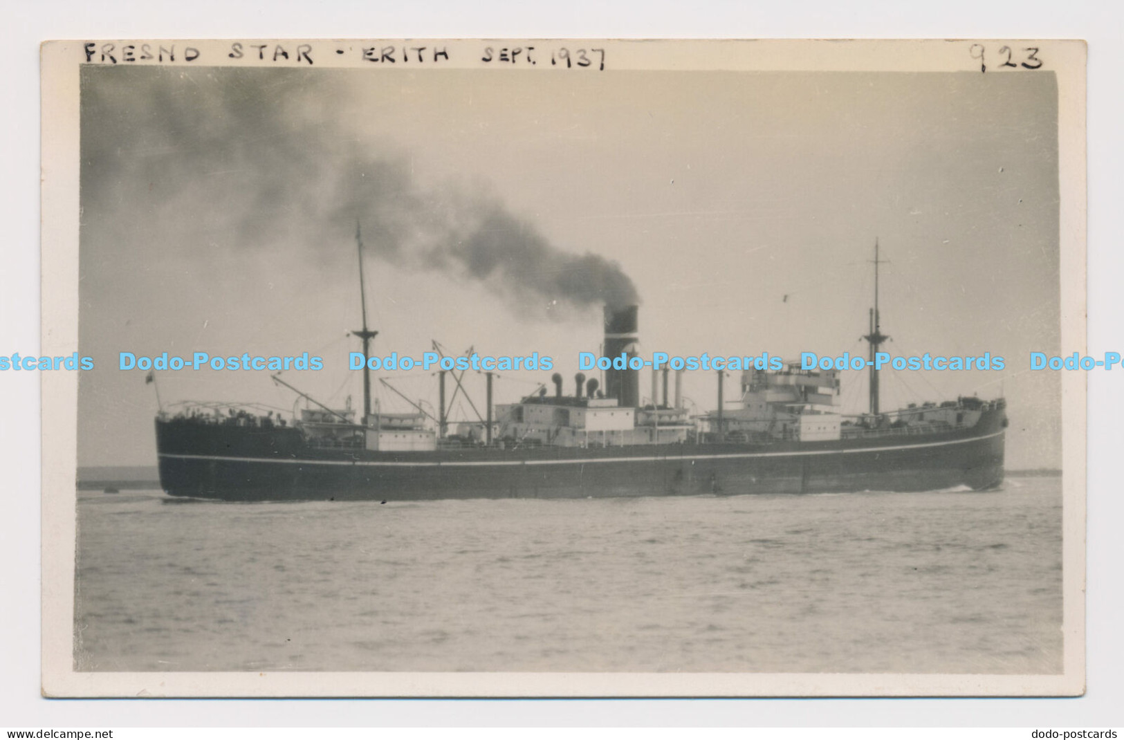 C021267 Fresno Star. Built Glasgow 1919. Erith. 1937. Ship. Postcard