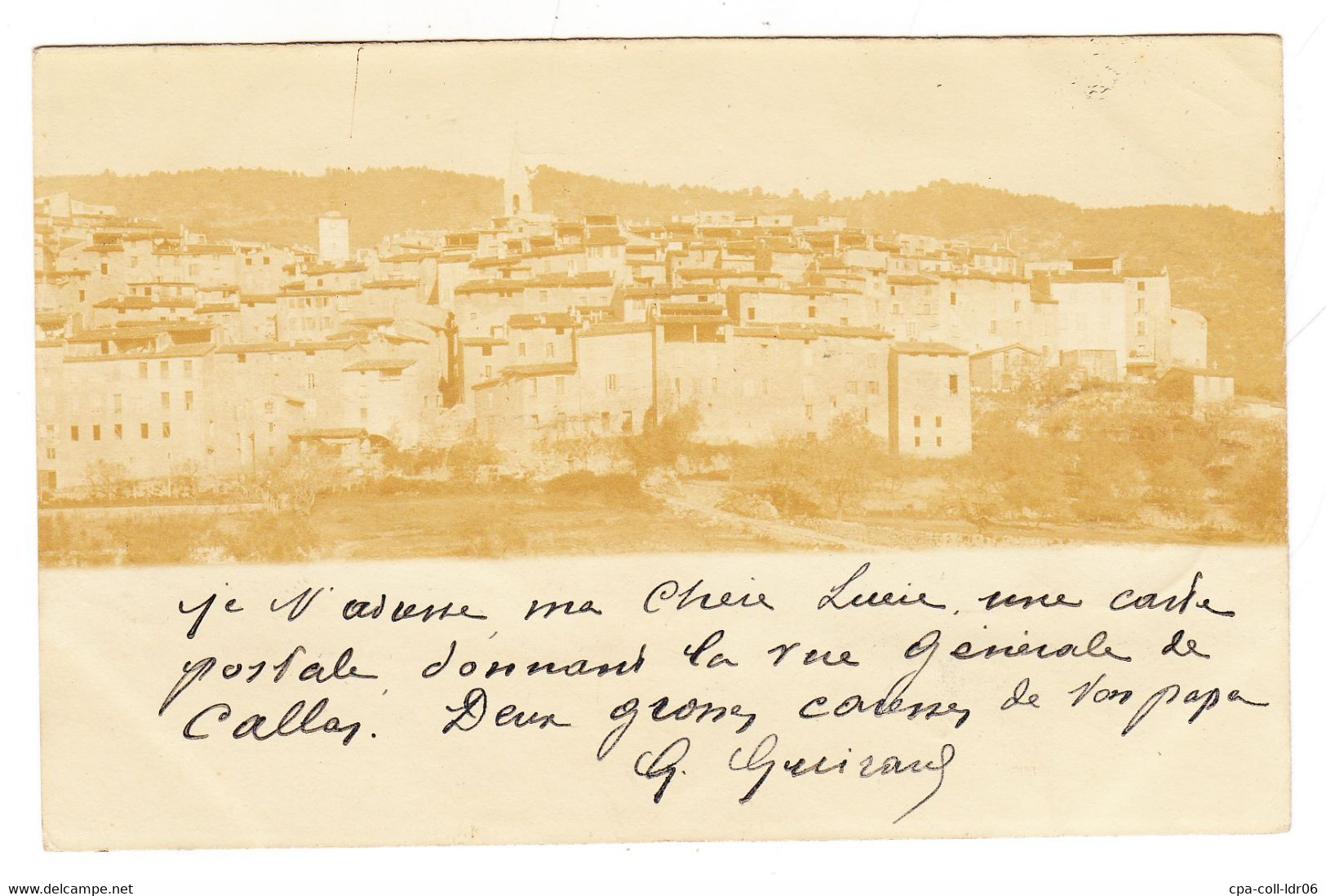 [CALLAS - VAR] Carte Photo - Vue générale de Callas (2 cachets postaux: Callas & Cannes)