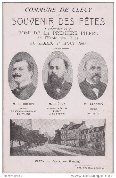 Calvados :  CLECY , Clécy :  vue,souvenir  des  fêtes  1908