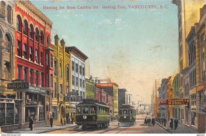 COLOMBIE BRITANNIQUE - HASTING STREET FROM CAMBIE STREET LOOKING EAST, VANCOUVER - TRAMWAYS