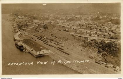 PC CANADA, AEROPLANE VIEW OF PRINCE RUPERT, REAL PHOTO POSTCARD (b6314)