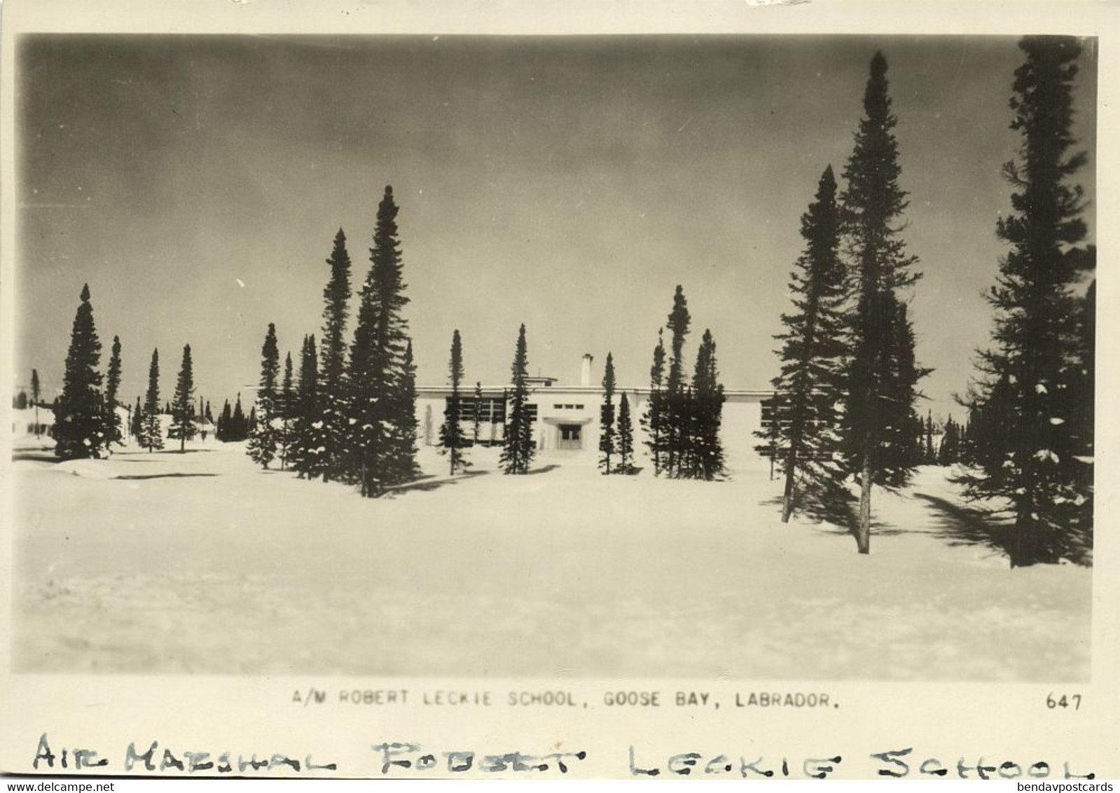 canada, GOOSE BAY, Labrador, Robert Leckie School (1955) RPPC Postcard