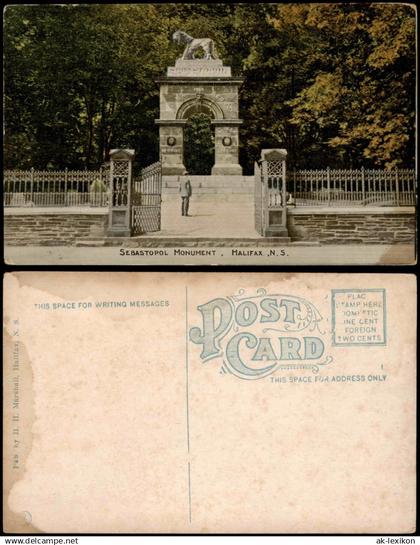 Postcard Halifax (Nova Scotia) SEBASTOPOL Monument (Denkmal) 1920