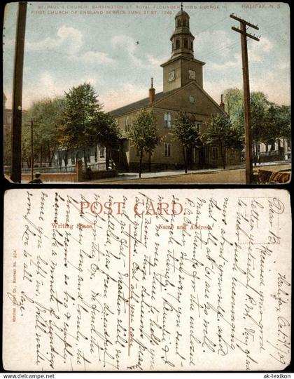 Postcard Halifax (Nova Scotia) ST. PAUL'S CHURCH BARRINGTON STREET 1909