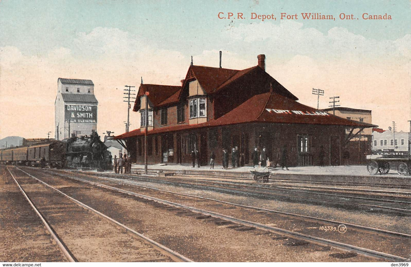 CANADA - Ontario - Fort William - Depot - Gare, Arrivée du Train - Pub Davidson & Smith - Voyagé (voir les 2 scans)