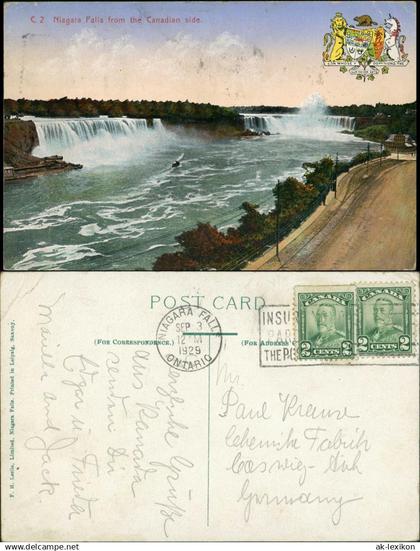 Niagara Falls (Ontario) Horseshoe Falls/Canadian Falls Stempel Ontario 1929