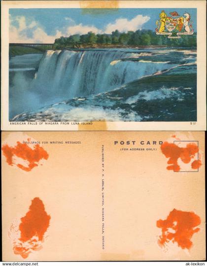 Niagara Falls (Ontario) AMERICAN FALLS OF NIAGARA FROM LUNA ISLAND 1950