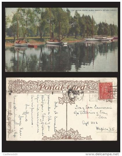 B)1931 CANADA, LAKE, SAILBOATS,  2 CENTS RED KING GEORGE V, THE LAGOON, CENTRE ISLAND. TORONTO, ONTARIO, CANADA, POSTACA