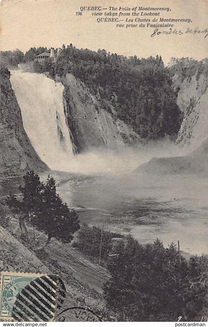 QUÉBEC - Les Chutes de Montmorency, vue prise du Funiculaire - Ed. Neurdein ND Phot. 196