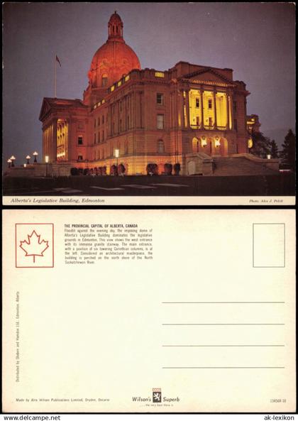 Postcard Edmonton Alberta's Legislative Building, Edmonton 1980