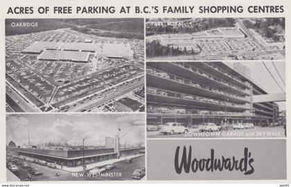 New Westminster BC Canada, Woodward's Store Chain in BC, Autos, Oak Ridge Park Royal c1950s Vintage Postcard