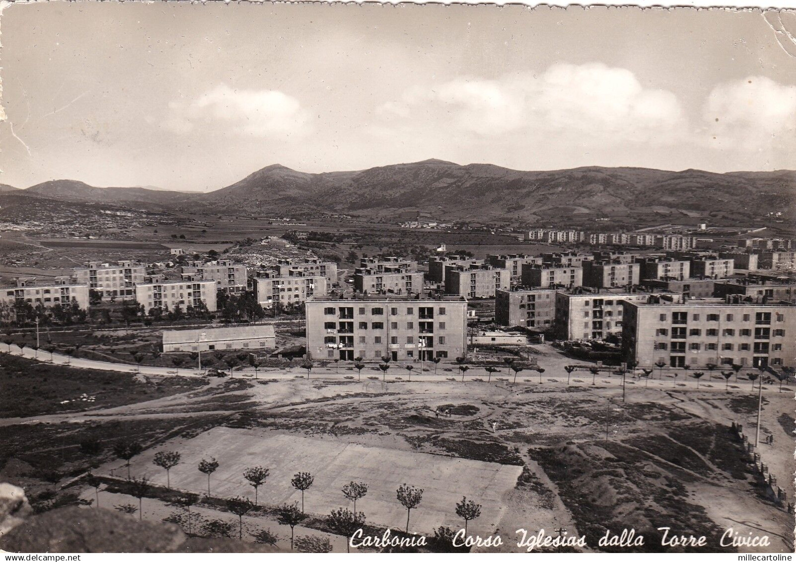 # CARBONIA: CORSO IGLESIAS DALLA TORRE CIVICA - 1954