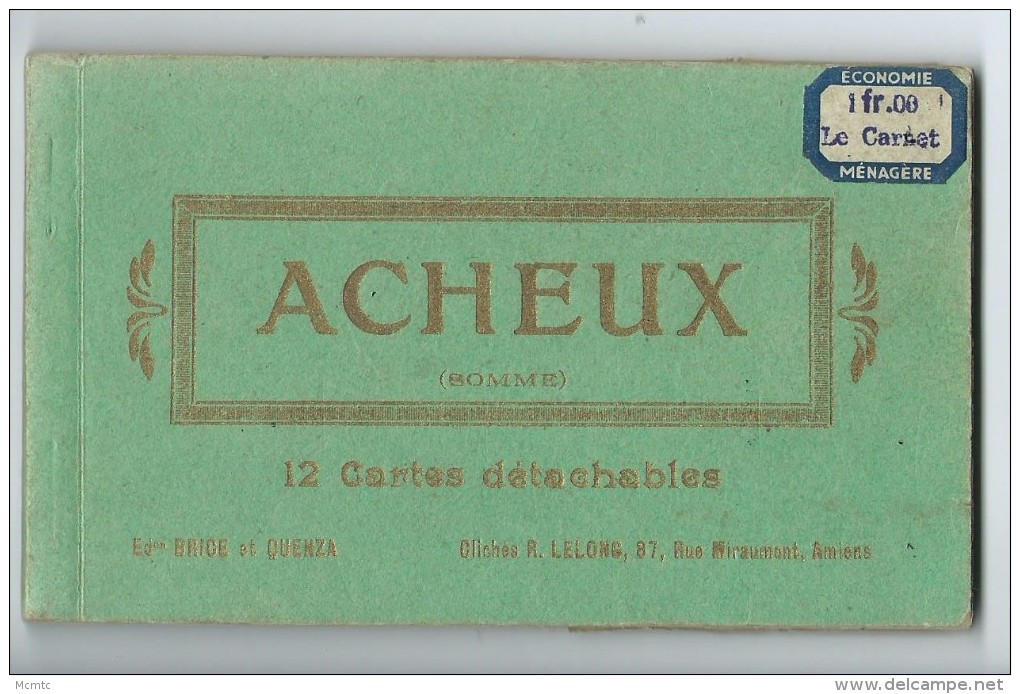 Carnet de 12 cartes Anciennes de : Acheux en Amienois