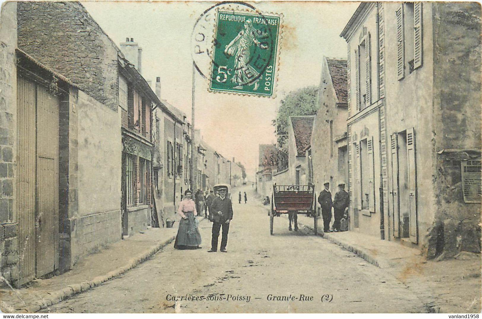 CARRIERES sous POISSY-grande rue (colorisée)