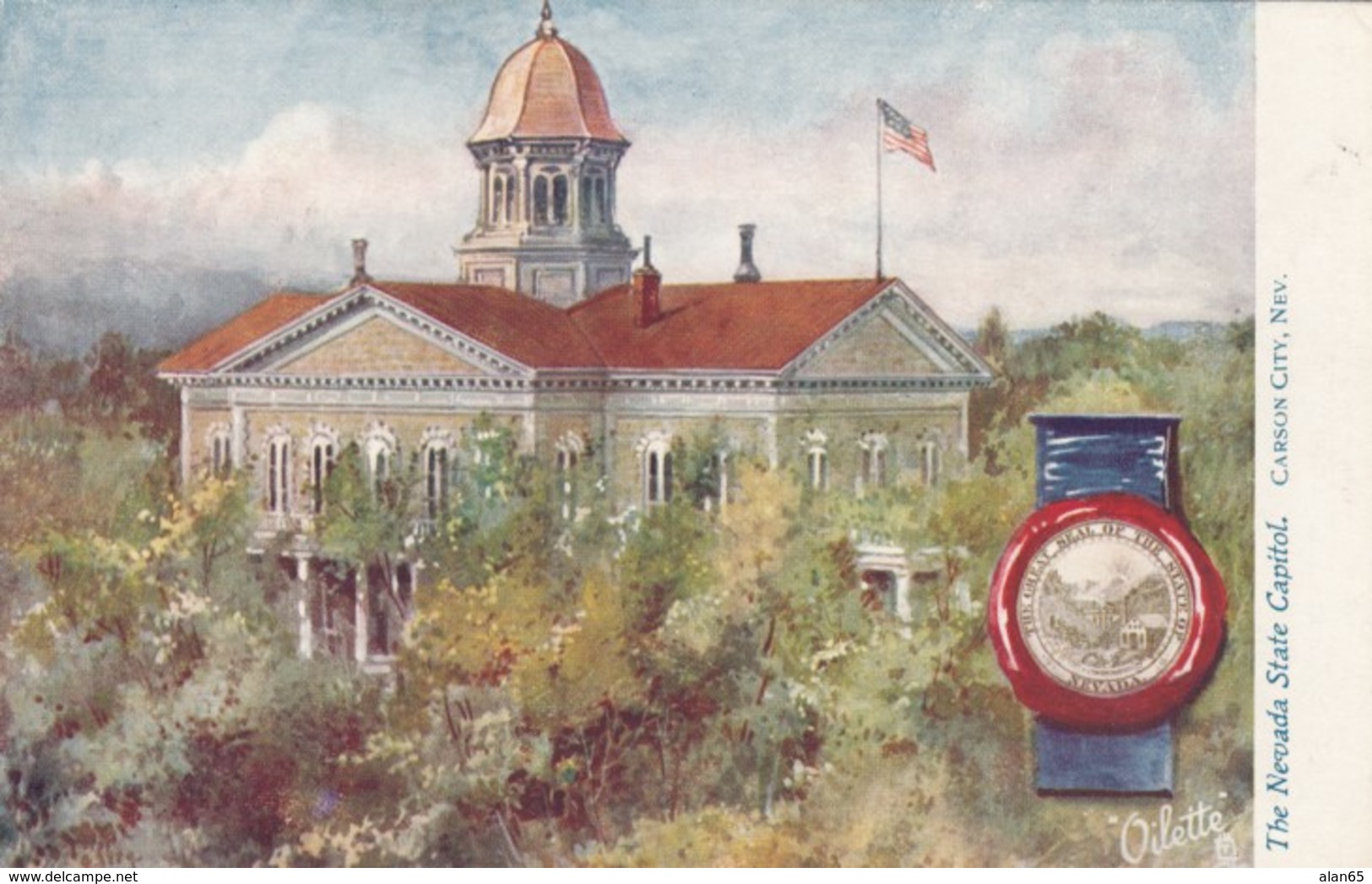 Carson City Nevada, NV State Capitol Building, c1900s/10s Vintage Tuck's Oilette series 2454 Postcard