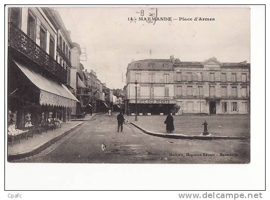 carte 1910 MARMANDE / place d'armes (café des sports)