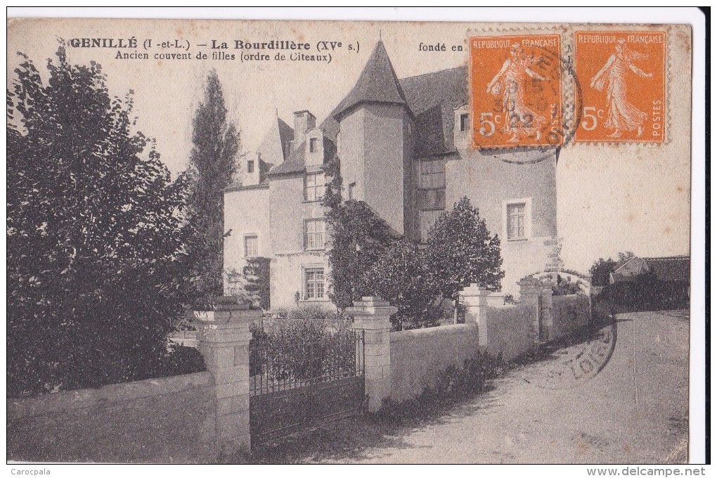 carte 1920 GENILLE / LA BOURDILLERE (ancien couvent des filles de Citeaux , chateau ,manoir ?)