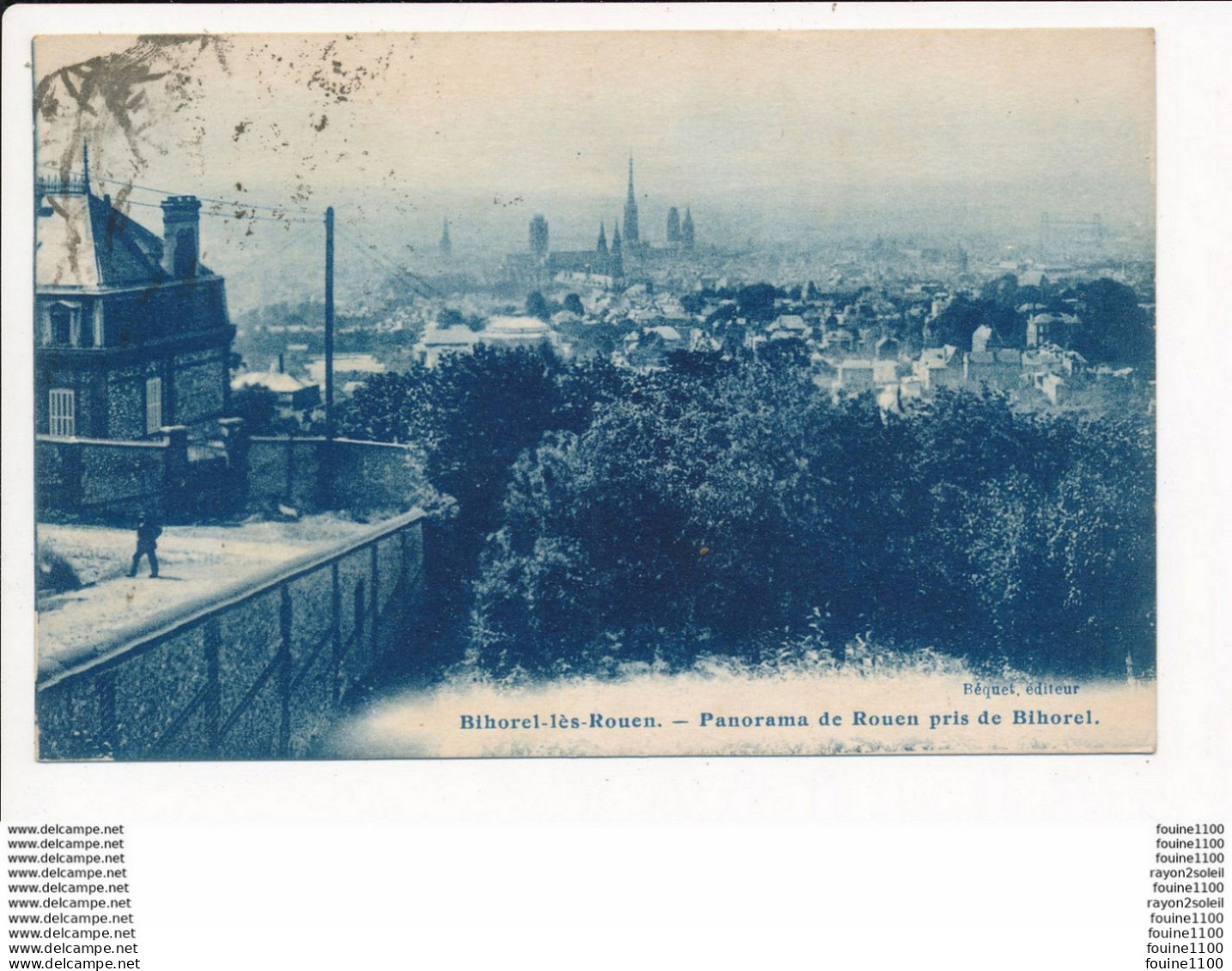 carte de BIHOREL LES ROUEN panorama de rouen pris de bihorel  ( recto verso )