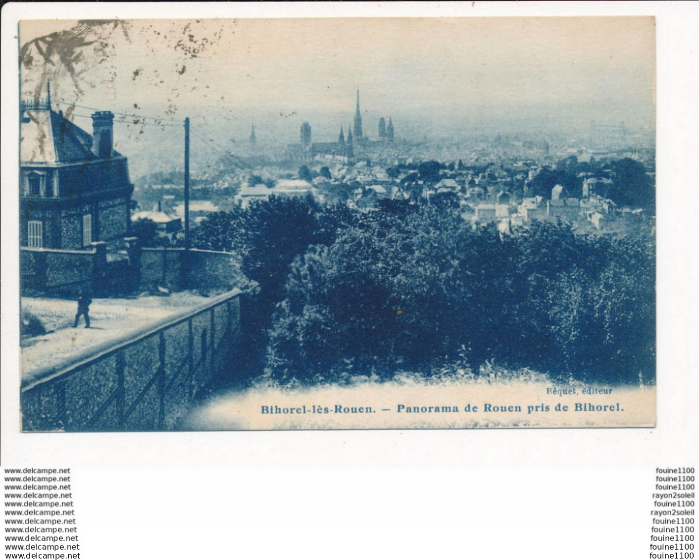 carte de BIHOREL LES ROUEN panorama de rouen pris de bihorel  ( recto verso )