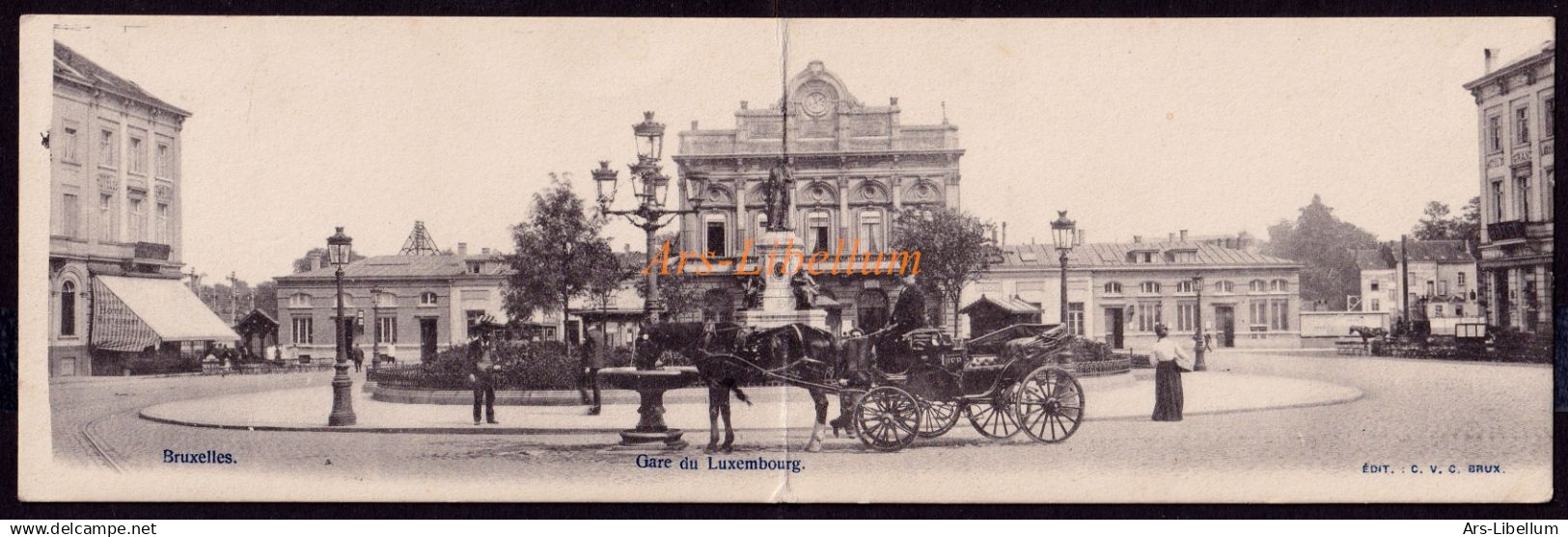 Carte double / carte postale / CPA / postkaart / Bruxelles / Brussel / Gare du Luxembourg / Ed. C.V.C. / 1903 / 2 scans