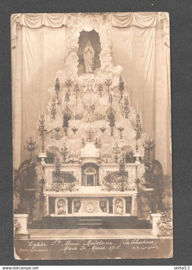 CARTE PHOTO MARSEILLE LES CHARTREUX INTERIEUR EGLISE SAINTE MARIE MADELEINE     F779