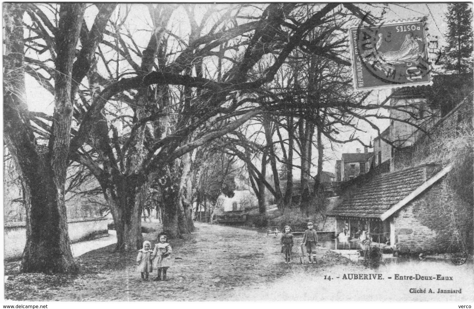 CARTE POSTALE ANCIENNE DE AUBERIVE  -  14   ENTRE DEUX EAUX