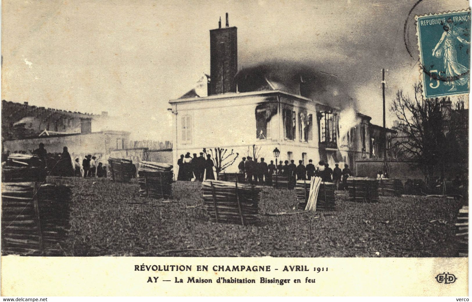 Carte POSTALE  Ancienne  de  AY - Révolution en Champagne, avril 1911