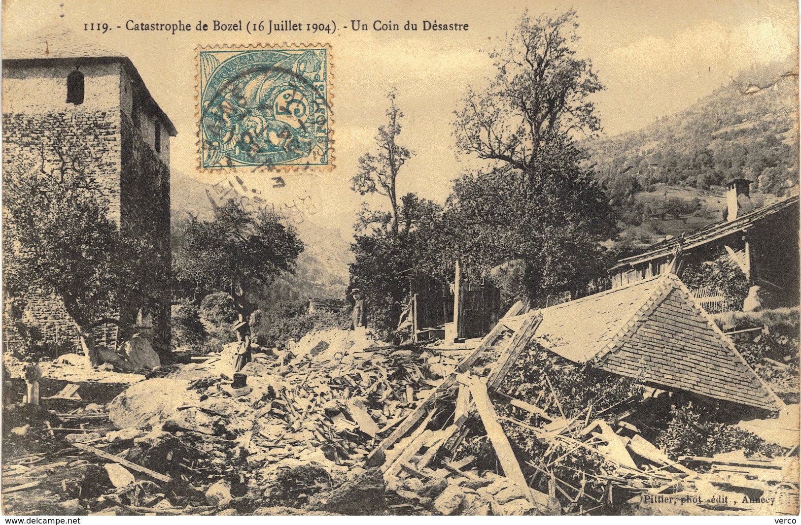 Carte  Postale  ancienne de  BOZEL - Catastrophe du 16 juillet 1904