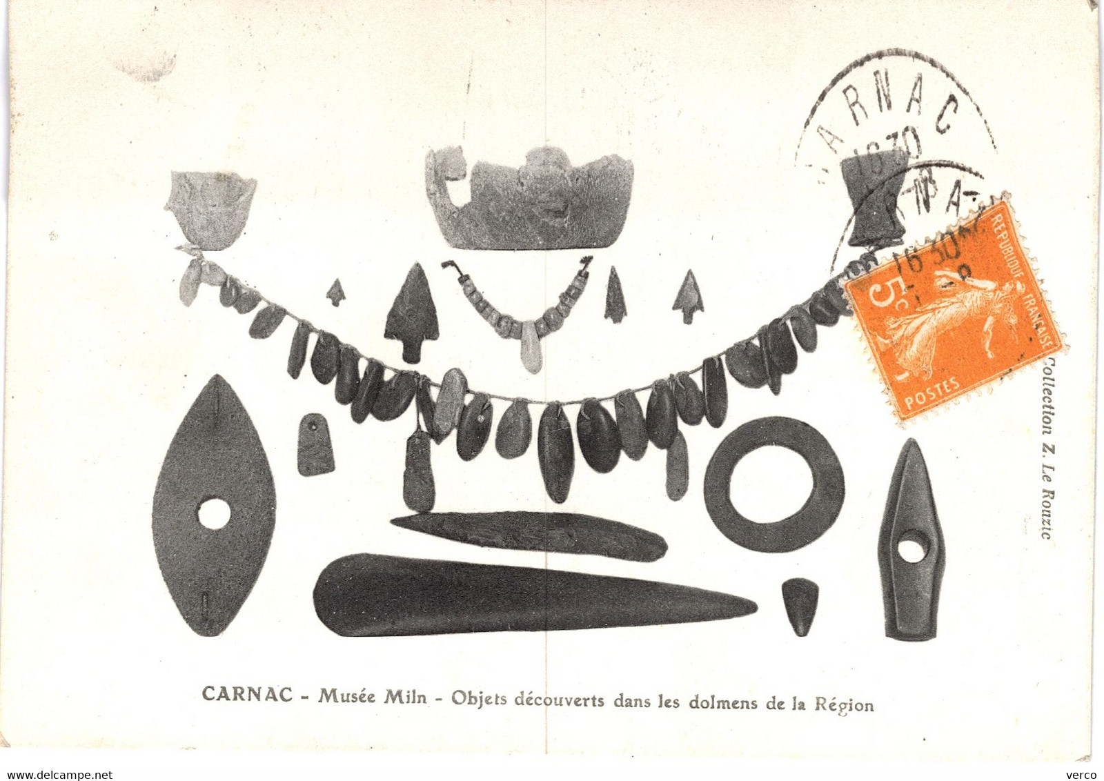 Carte POSTALE  Ancienne  de CARNAC - Musée Miln, objets découverts dans les dolmens