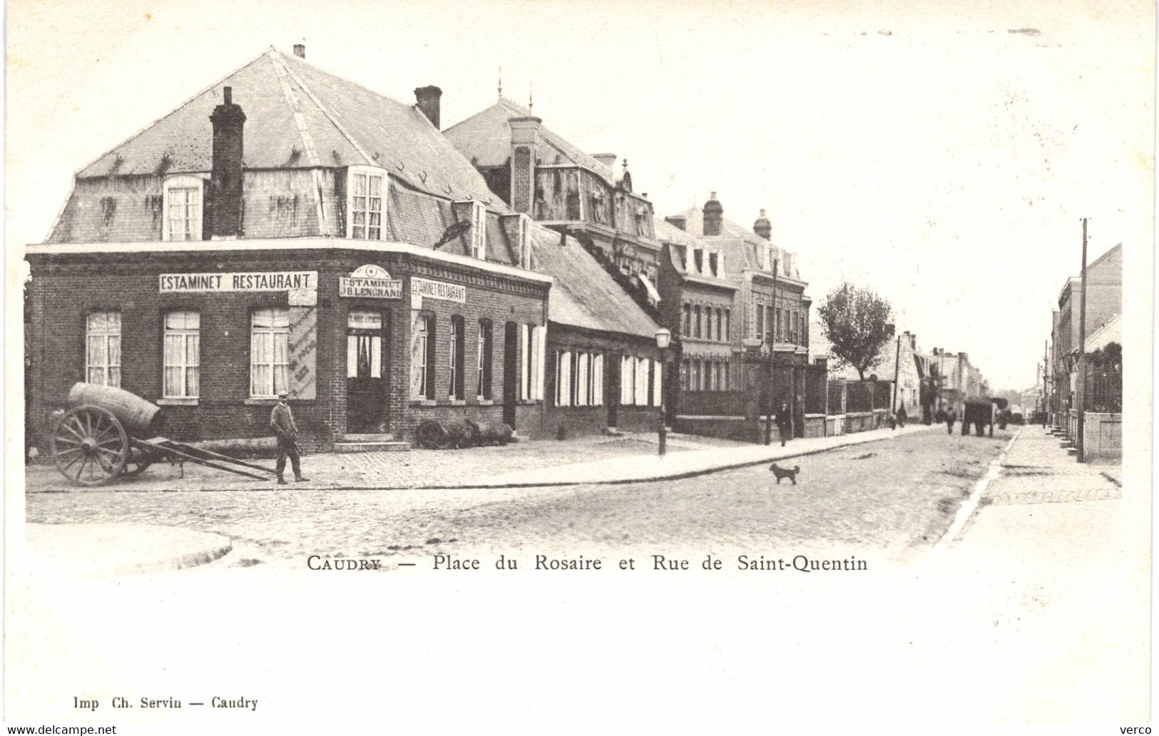 Carte POSTALE  Ancienne de CAUDRY - Place du Rosaire & Rue de St Quentin