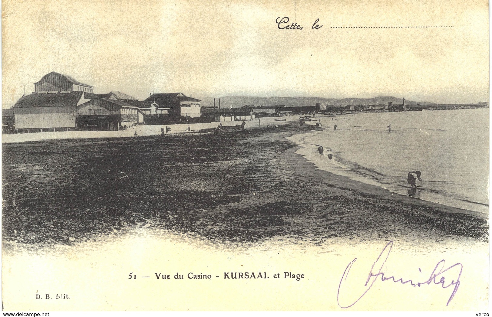 Carte postale ancienne de CETTE (SETE) - KURSAAL et PLAGE