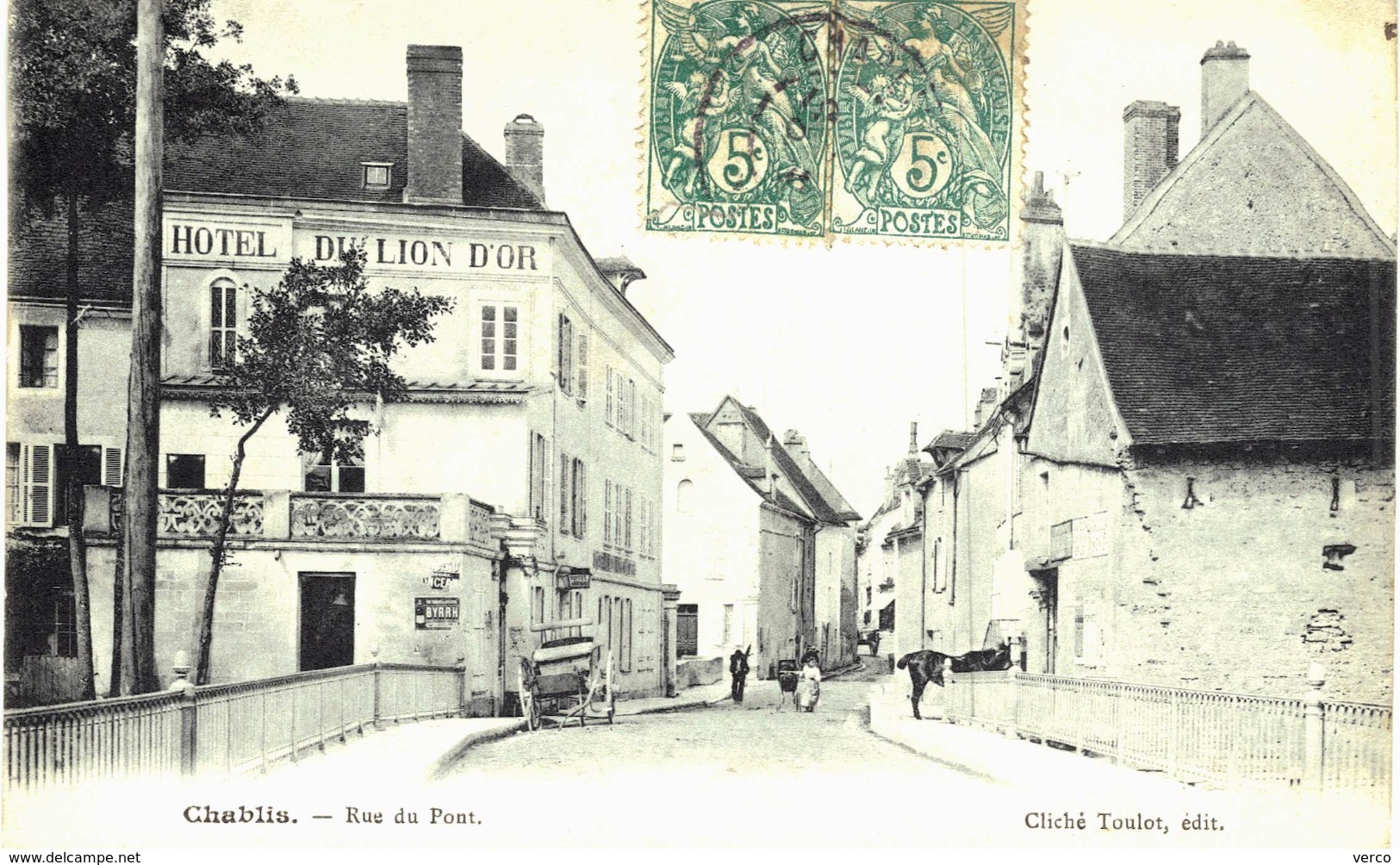 Carte Postale ANCIENNE  de  CHABLIS - Rue du pont, Hôtel du lion d'or