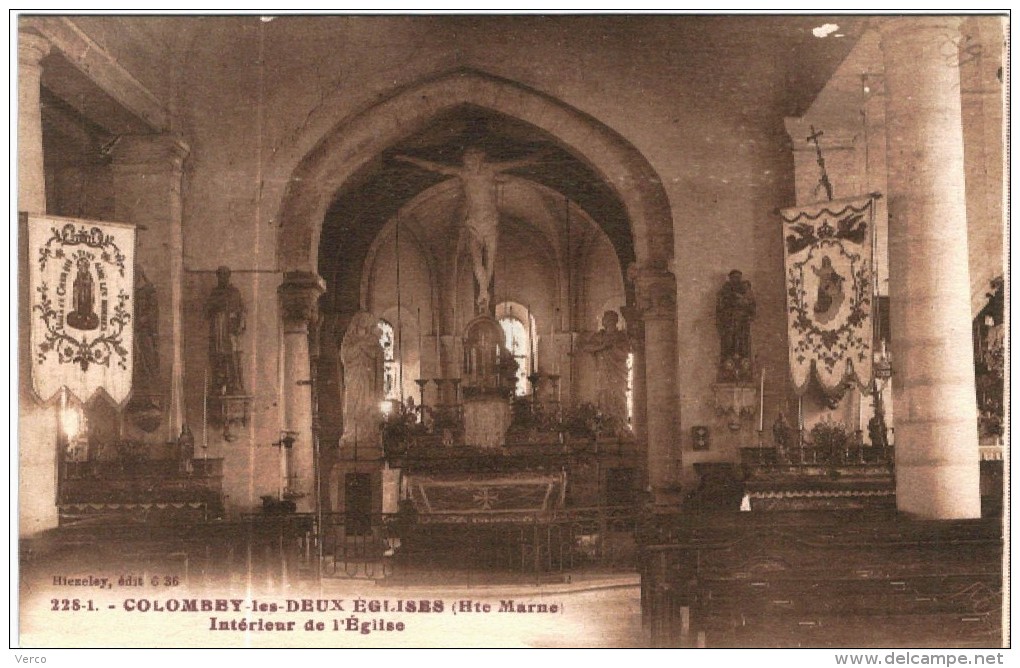 CARTE POSTALE ANCIENNE DE COLOMBEY LES DEUX EGLISES - Intérieur de l'église