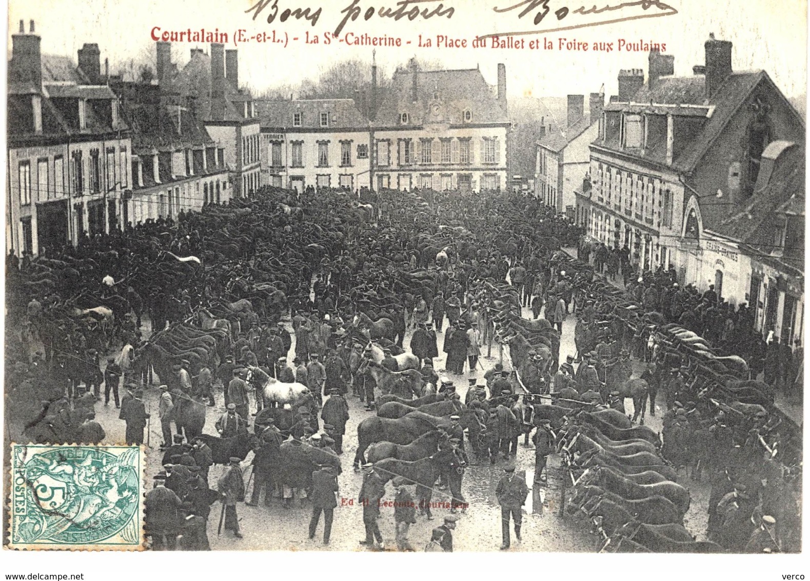 Carte  POSTALE  ANCIENNE de  COURTALAIN La Ste Catherine, la Place du ballet & la foire aux poulains