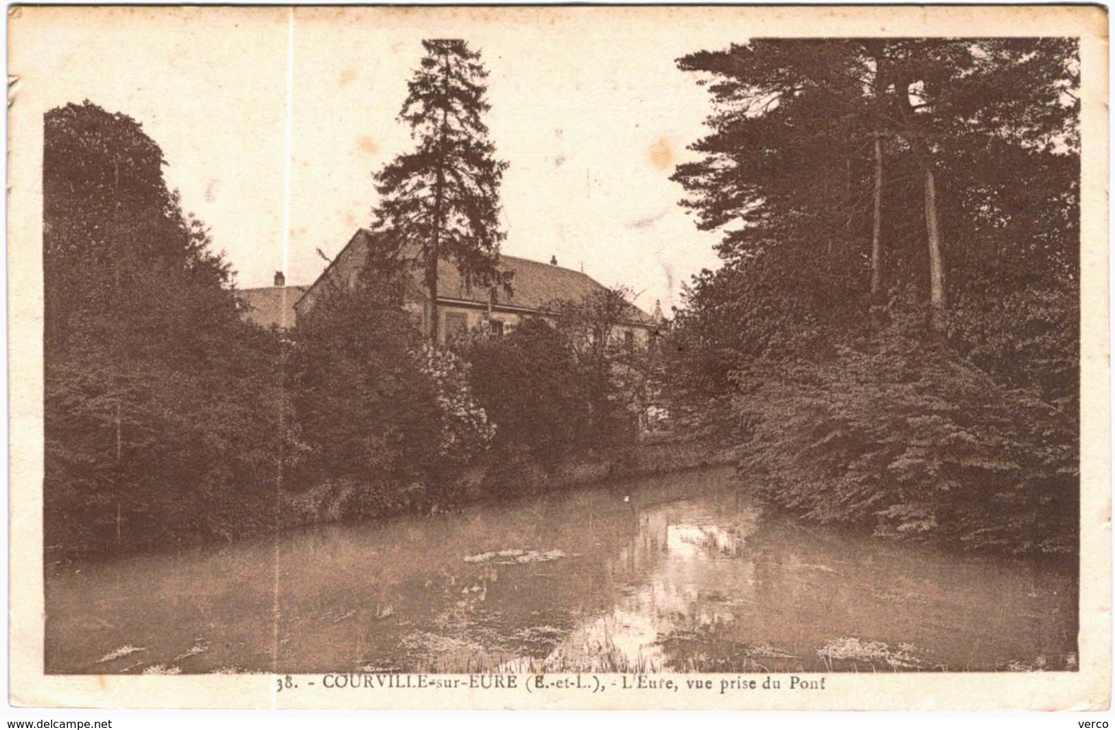 Carte Postale Ancienne de COURVILLE SUR EURE-vue prise du pont