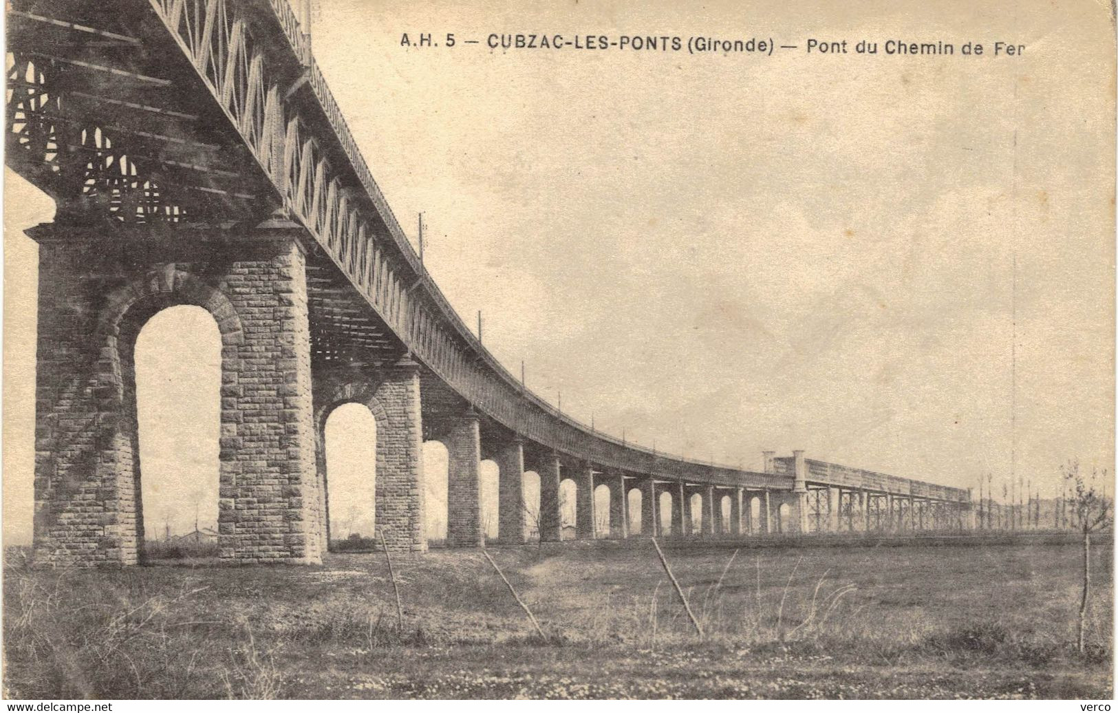 Carte POSTALE  Ancienne  de CUBZAC les PONTS - Pont du chemin de fer