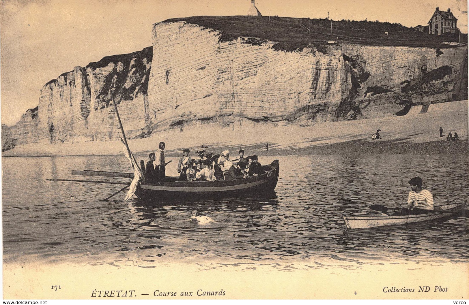 CARTE Postale Ancienne  de ETRETAT - Course aux canards