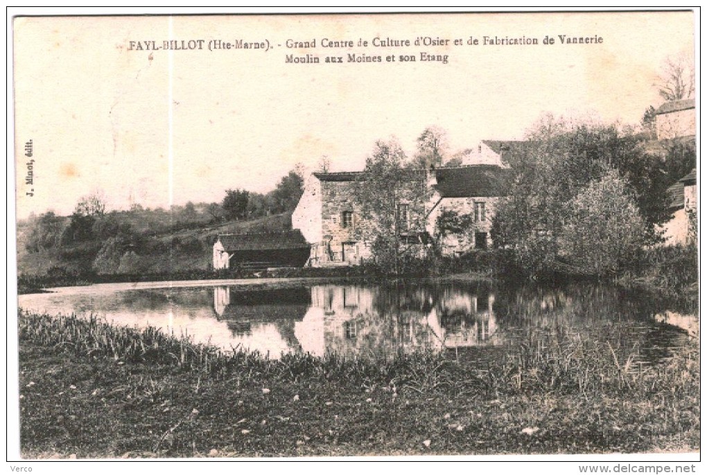 CARTE POSTALE ANCIENNE DE FAYL- BILLOT - MOULIN AUX MOINES ET SON ETANG