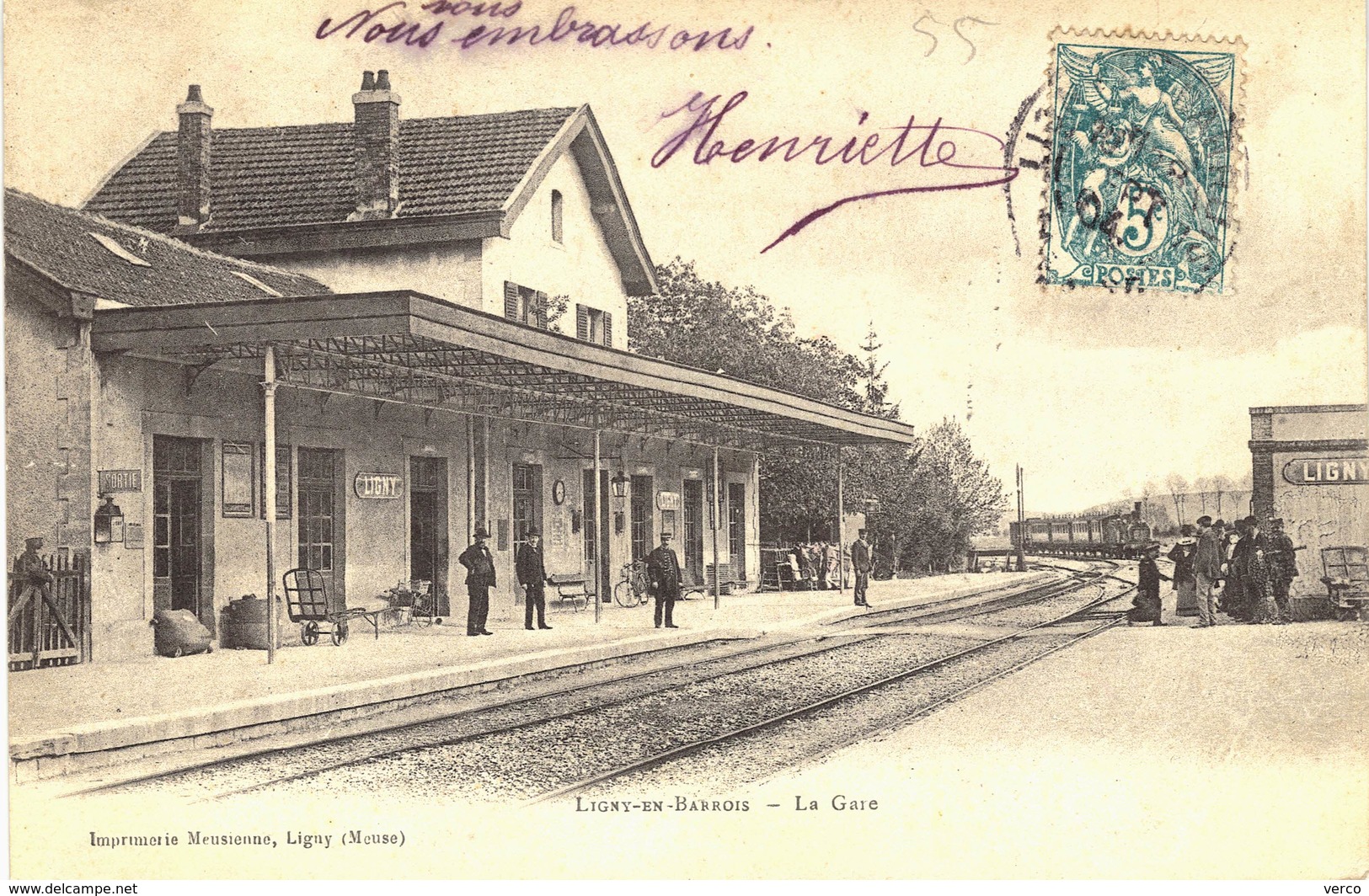 Carte postale ancienne de GARE : LIGNY en BARROIS