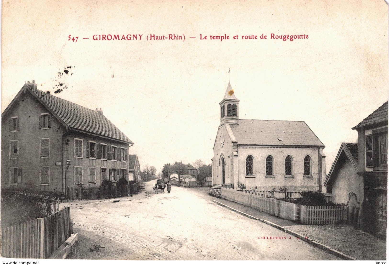 Carte POSTALE Ancienne de GIROMAGNY - Temple & Route de ROUGEGOUTTE